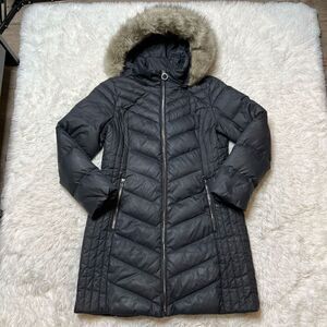 Anne Klein Womens Down Puffer Jacket Grey Size Medium Zip Up